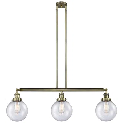 Innovations Lighting Beacon 3 Light 41" Island Light - Antique Brass  - Seedy Shade