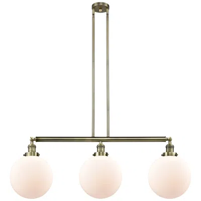 Innovations Lighting Beacon 3 Light 42" Led Island Light - Antique Brass  - Matte White Sha