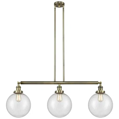 Innovations Lighting Beacon 3 Light 42" Led Island Light - Antique Brass  - Seedy Shade