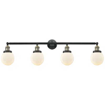 Innovations Lighting Beacon 4 Light 42" Bath Light - Black Antique Brass - Matte White Shad