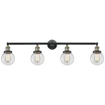 Innovations Lighting Beacon 4 Light 42" Led Bath Light - Black Antique Brass - Clear Shade