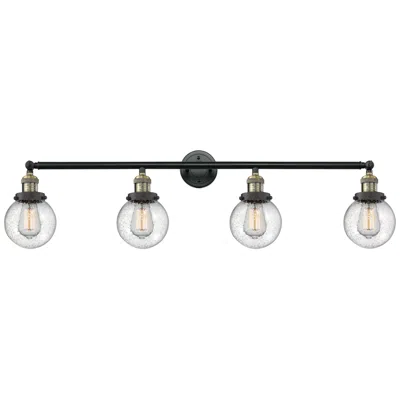 Innovations Lighting Beacon 4 Light 42" Led Bath Light - Black Antique Brass - Seedy Shade
