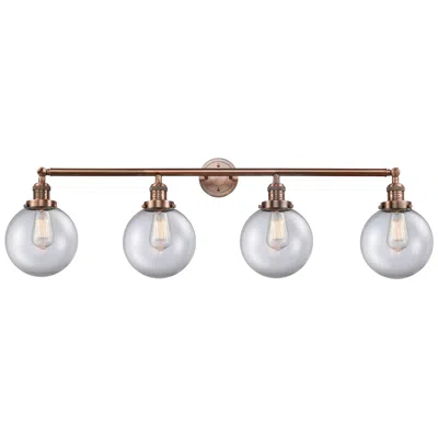 Innovations Lighting Beacon 4 Light 44" Led Bath Light - Antique Copper - Clear Shade