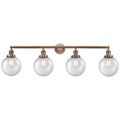 Innovations Lighting Beacon 4 Light 44" Led Bath Light - Antique Copper - Seedy Shade