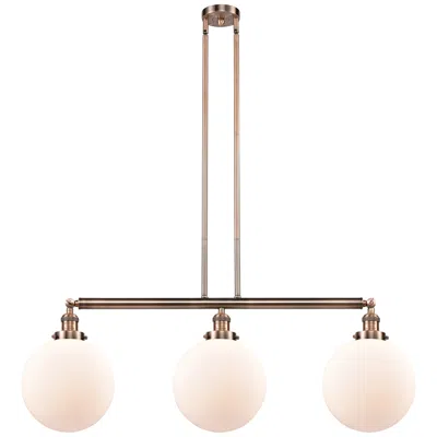 Innovations Lighting Beacon 42" Wide 3 Light Copper Stem Hung Island Light W/ Matte White S