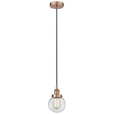 Innovations Lighting Beacon 6" Antique Copper Mini Pendant W/ Clear Shade