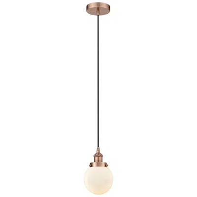 Innovations Lighting Beacon 6" Antique Copper Mini Pendant W/ Matte White Shade