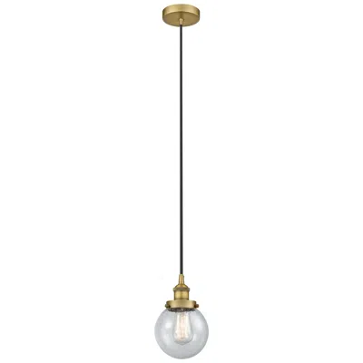 Innovations Lighting Beacon 6" Brushed Brass Mini Pendant W/ Seedy Shade
