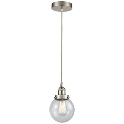 Innovations Lighting Beacon 6" Brushed Satin Nickel Mini Pendant W/ Seedy Shade