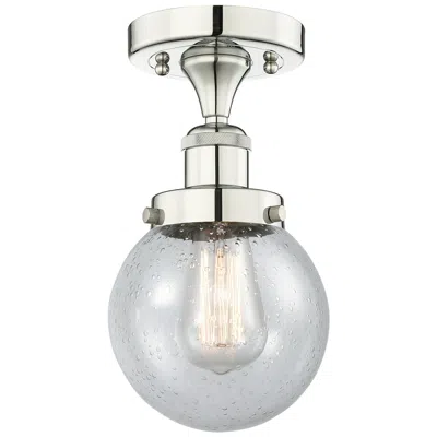 Innovations Lighting Beacon 6" Wide Polished Nickel Semi.flush Mount With Seedy Glass Shade
