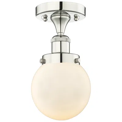 Innovations Lighting Beacon 6"w Polished Nickel Semi.flush Mount With Matte White Glass Sha