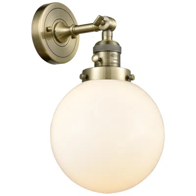 Innovations Lighting Beacon 8" Antique Brass Sconce W/ Matte White Shade