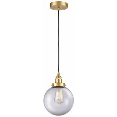 Innovations Lighting Beacon 8" Satin Gold Mini Pendant W/ Clear Shade