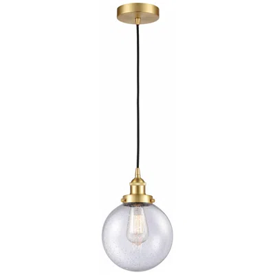 Innovations Lighting Beacon 8" Satin Gold Mini Pendant W/ Seedy Shade