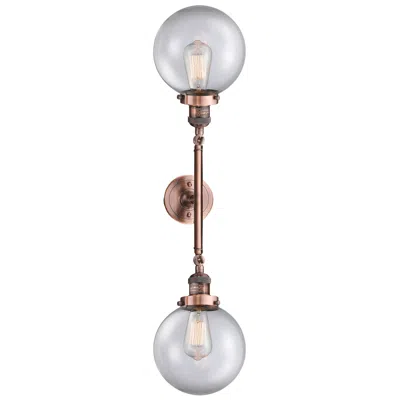 Innovations Lighting Beacon 8" Wide 2 Light Copper Bath Vanity Light W/ Clear Shade