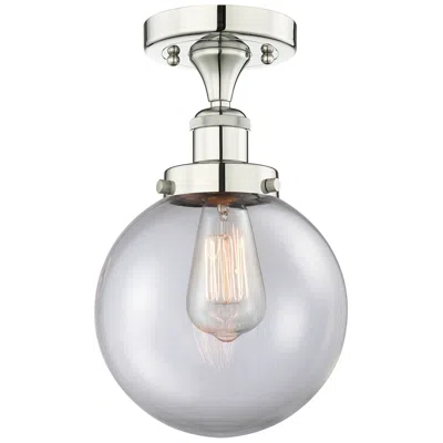 Innovations Lighting Beacon 8" Wide Polished Nickel Semi.flush Mount With Clear Glass Shade