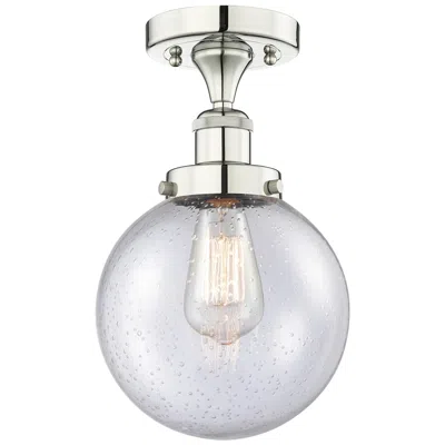Innovations Lighting Beacon 8" Wide Polished Nickel Semi.flush Mount With Seedy Glass Shade