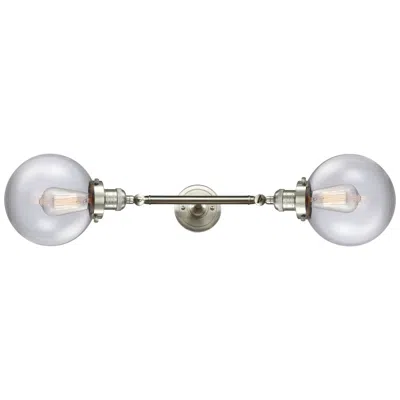 Innovations Lighting Beacon 8"w 2 Light Brushed Satin Nickel Bath Vanity Light W/ Clear Sha