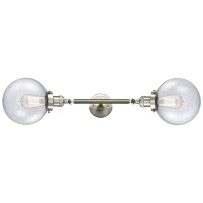 Innovations Lighting Beacon 8"w 2 Light Brushed Satin Nickel Bath Vanity Light W/ Seedy Sha