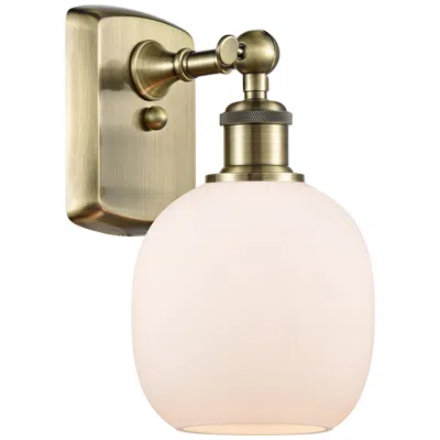 Innovations Lighting Belfast 11" High Antique Brass Sconce W/ Matte White Shade In Pink