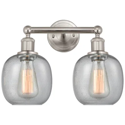 Innovations Lighting Belfast 15" 2-light Brushed Satin Nickel Bath Light W/ Seedy Shade In Silver