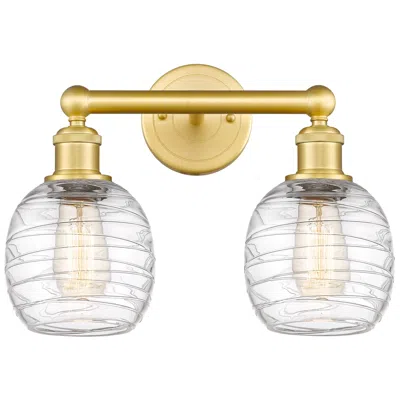 Innovations Lighting Belfast 15" Wide 2 Light Satin Gold Bath Vanity Light With Deco Swirl In Multi
