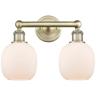 Innovations Lighting Belfast 15"w 2 Light Antique Brass Bath Vanity Light With Matte White
