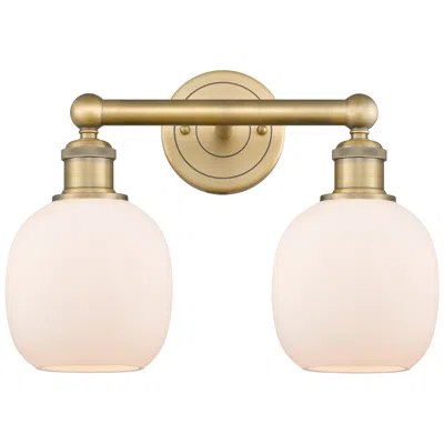 Innovations Lighting Belfast 15"w 2 Light Brushed Brass Bath Vanity Light With Matte White