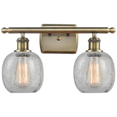Innovations Lighting Belfast 16" 2-light Antique Brass Bath Light W/ Clear Crackle Shade
