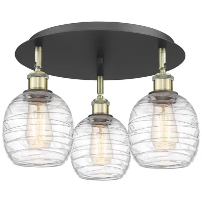 Innovations Lighting Belfast 17.75"w 3 Light Black Antique Brass Flush Mount W/ Deco Swirl