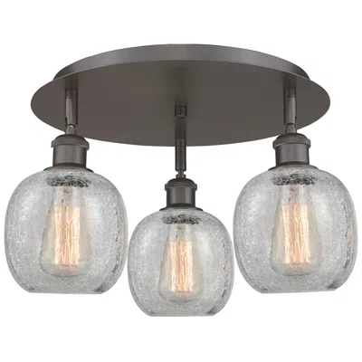 Innovations Lighting Belfast 17.75"w 3 Light Oil Rubbed Bronze Flush Mount W/ Crackle Shade