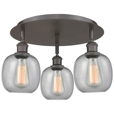 Innovations Lighting Belfast 17.75"w 3 Light Oil Rubbed Bronze Flush Mount W/ Seedy Glass S