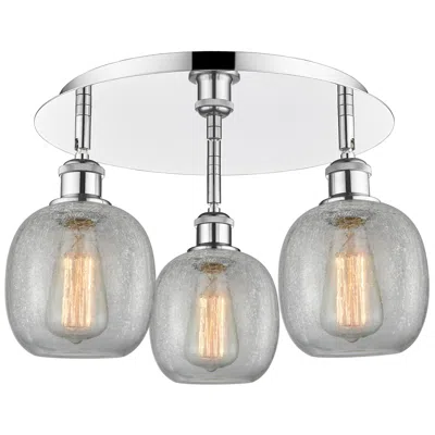Innovations Lighting Belfast 17.75"w 3 Light Polished Chrome Flush Mount W/ Crackle Glass S