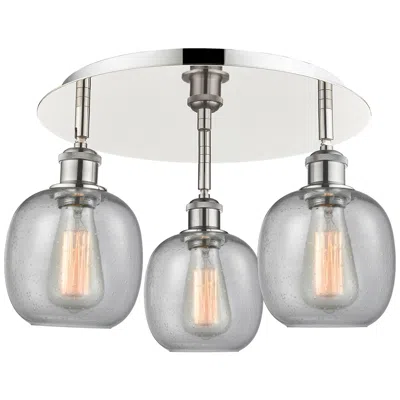 Innovations Lighting Belfast 17.75"w 3 Light Polished Nickel Flush Mount With Seedy Glass S