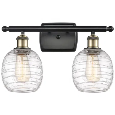 Innovations Lighting Belfast 2 Light 16" Bath Light - Black Antique Brass - Deco Swirl Shad