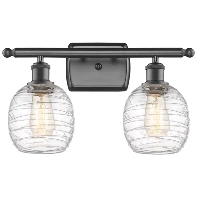 Innovations Lighting Belfast 2 Light 16" Bath Light - Oil Rubbed Bronze - Deco Swirl Shade