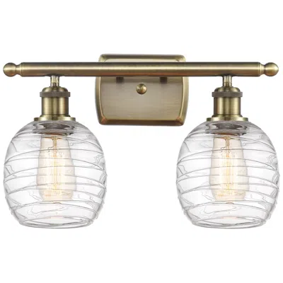 Innovations Lighting Belfast 2 Light 16" Led Bath Light - Antique Brass - Deco Swirl Shade