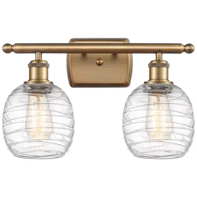 Innovations Lighting Belfast 2 Light 16" Led Bath Light - Brushed Brass - Deco Swirl Shade