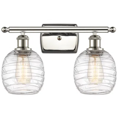 Innovations Lighting Belfast 2 Light 16" Led Bath Light - Polished Nickel - Deco Swirl Shad