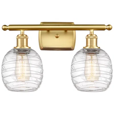 Innovations Lighting Belfast 2 Light 16" Led Bath Light - Satin Gold - Deco Swirl Shade