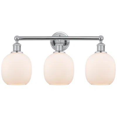Innovations Lighting Belfast 24" 3-light Polished Chrome Bath Light W/ Matte White Shade In Pink