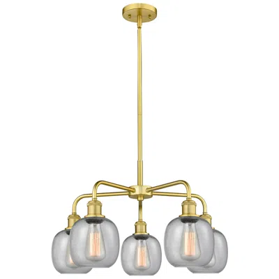 Innovations Lighting Belfast 24" Wide 5 Light Satin Gold Stem Hung Chandelier With Seedy Sh