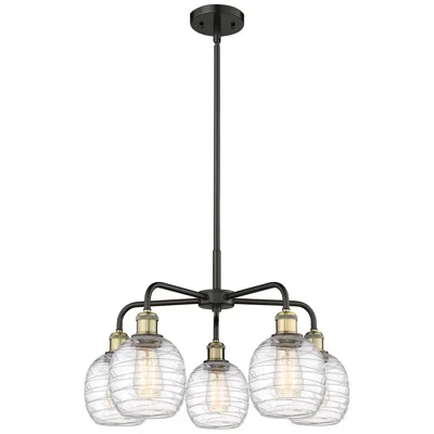 Innovations Lighting Belfast 24"w 5 Light Black Brass Stem Hung Chandelier With Deco Swirl