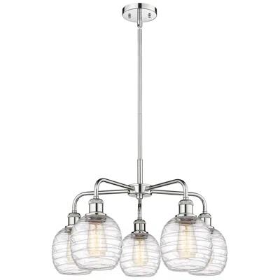 Innovations Lighting Belfast 24"w 5 Light Polished Chrome Stem Chandelier W/ Deco Swirl Sha In Silver