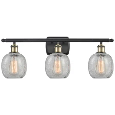 Innovations Lighting Belfast 26" 3-light Black Antique Brass Bath Light W/ Clear Crackle Sh