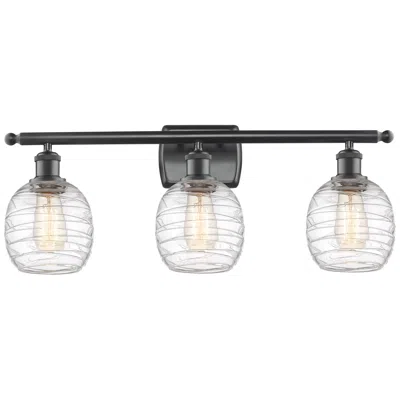 Innovations Lighting Belfast 26"w 3 Light Oil Rubbed Bronze Led Bath Light W/ Deco Swirl Sh In Multi