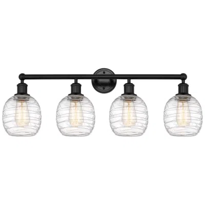 Innovations Lighting Belfast 33" 4-light Matte Black Bath Light W/ Deco Swirl Shade