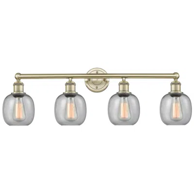 Innovations Lighting Belfast 33" Wide 4 Light Antique Brass Bath Vanity Light With Seedy Sh