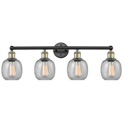 Innovations Lighting Belfast 33"w 4 Light Black Antique Brass Bath Vanity Light With Seedy