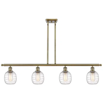 Innovations Lighting Belfast 4 Light 48" Island Light - Antique Brass  - Deco Swirl Shade In White
